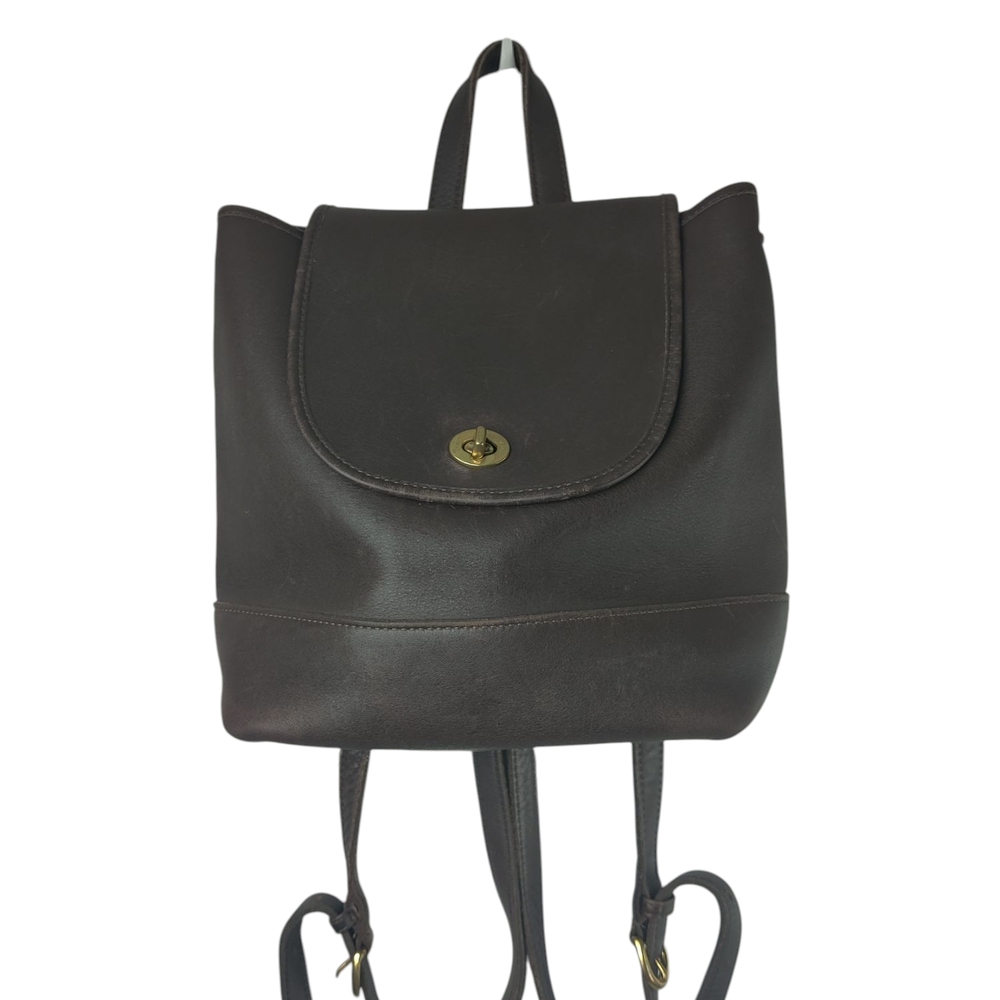 Coach Brown Leather Backpack Minimalist Design Everyday Use